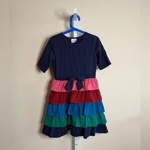 Hanna Andersson Navy and Multicolor Tiered Dress
